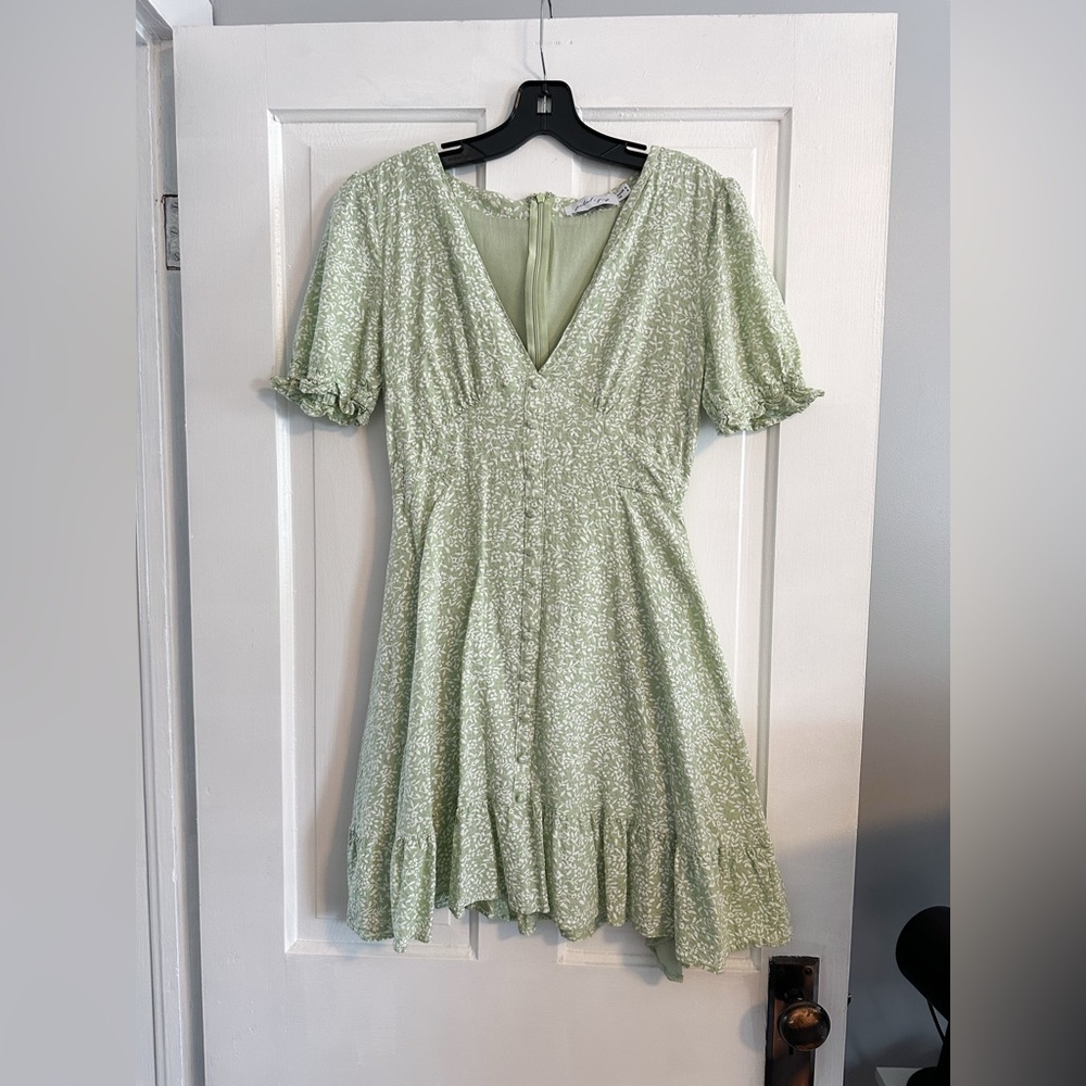 Petal & Pup Light Green Floral Mini Dress